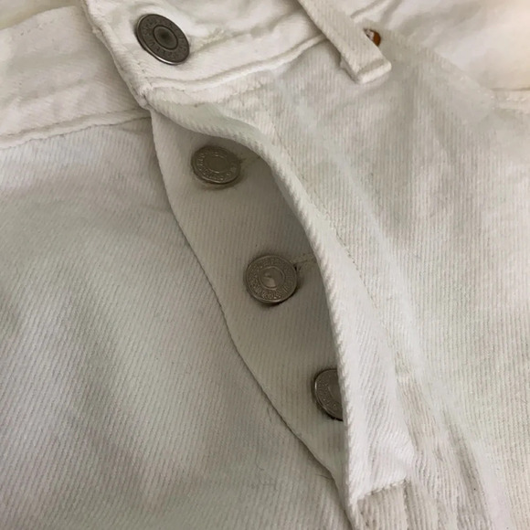 Levi's 501 Altered White Denim Zipper Shorts - 27 - Picture 5 of 10